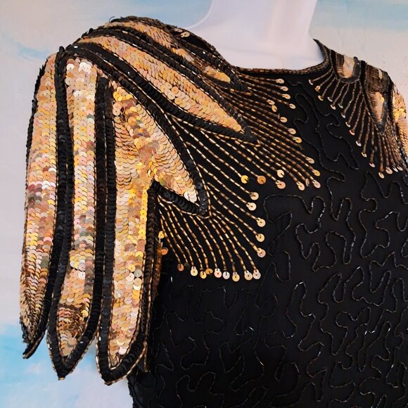 Stenay size 6 vintage sparkly black & gold dress, great condition - Picture 3 of 10